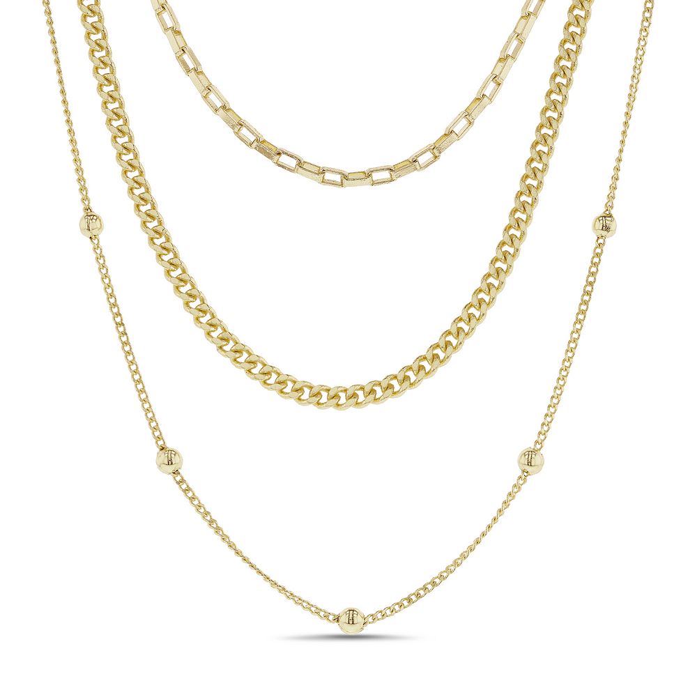 Aquamir Gold Tone Waterproof Layered Paperclip, Rope & Saturn