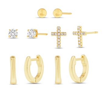 Aquamir Two Tone Waterproof 5-Pair Cubic Zirconia Earring Set