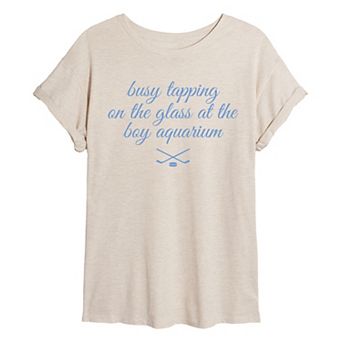 Juniors' Busy Tapping On The Glass At The Boy Aquarium Hockey Oversized Tee