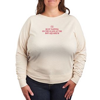 Plus Size Busy Tapping On The Glass At The Boy Aquarium Hockey French Terry Long Sleeve Tee