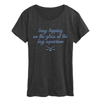 Women's Busy Tapping On The Glass At The Boy Aquarium Hockey Graphic Tee