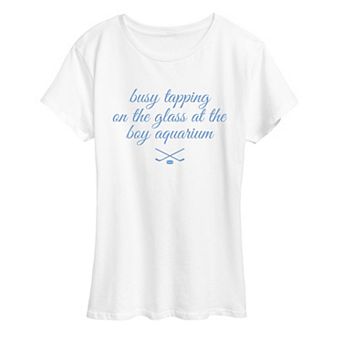 Women's Busy Tapping On The Glass At The Boy Aquarium Hockey Graphic Tee