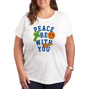 Plus Size Peace Be With You Short Sleeve Graphic Tee