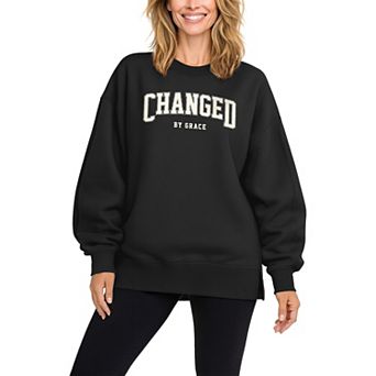Women's Changed By Grace Collegiate Oversized Fleece Crew Sweatshirt