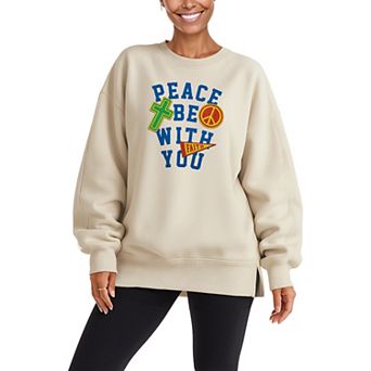 Women's Peace Be With You Oversized Fleece Crew Sweatshirt