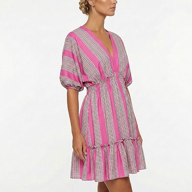 Women's Taylor Dolman Sleeve Smocked Waist Short Dress