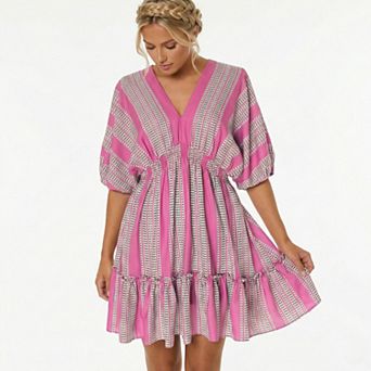 Women's Taylor Dolman Sleeve Smocked Waist Short Dress