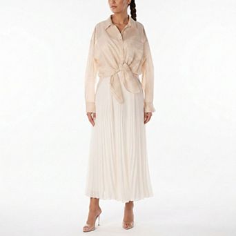 Women's Taylor Striped Tie-Waist Shirt Dress & Pleated A-Line Skirt