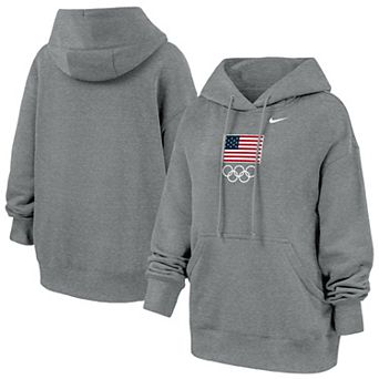 Women's Nike Heather Gray Team USA Oversized Phoenix Fleece Hoodie
