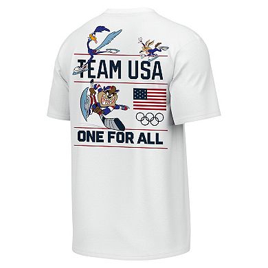 Men's Outerstuff White Team USA x Looney Tunes Skate Rush T-Shirt