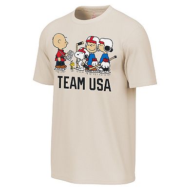 Men's Outerstuff Cream Team USA x Peanuts Team Hustle T-Shirt