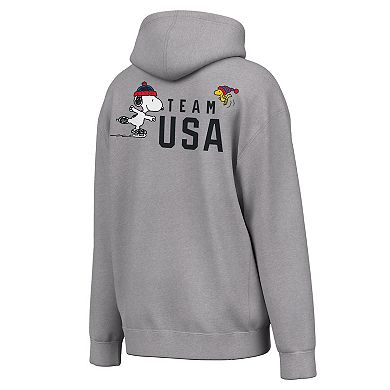 Men's Outerstuff Heather Gray Team USA x Peanuts Team Spirit Hoodie