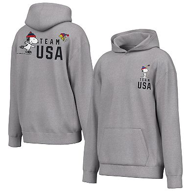 Men's Outerstuff Heather Gray Team USA x Peanuts Team Spirit Hoodie