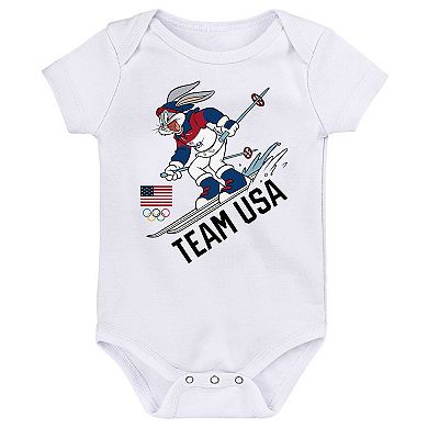 Infant Outerstuff White Team USA x Looney Tunes Ski Pow-Pow Bodysuit