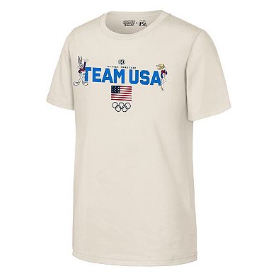 Youth Outerstuff Cream Team USA x Looney Tunes Chased T-Shirt
