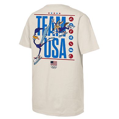 Youth Outerstuff Cream Team USA x Looney Tunes Chased T-Shirt