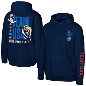 Youth Outerstuff Navy Team USA x Looney Tunes One for All Sport Hoodie