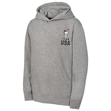Youth Outerstuff Heather Gray Team USA x Peanuts Spirit Hoodie