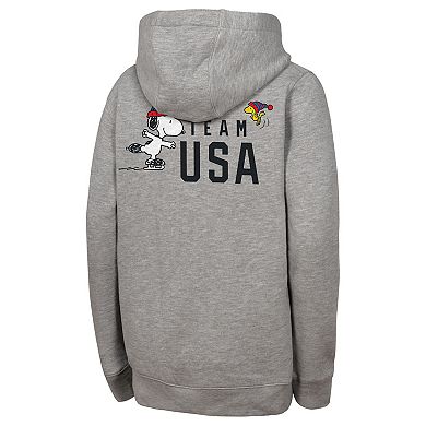 Youth Outerstuff Heather Gray Team USA x Peanuts Spirit Hoodie