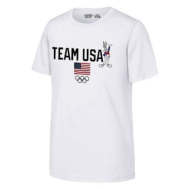 Youth Outerstuff White Team USA x Looney Tunes Skate Rush T-Shirt