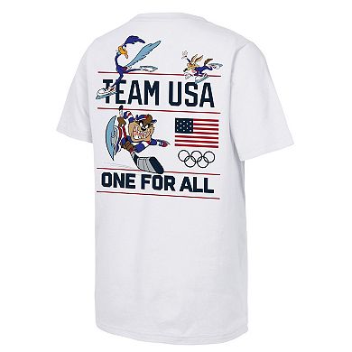 Youth Outerstuff White Team USA x Looney Tunes Skate Rush T-Shirt