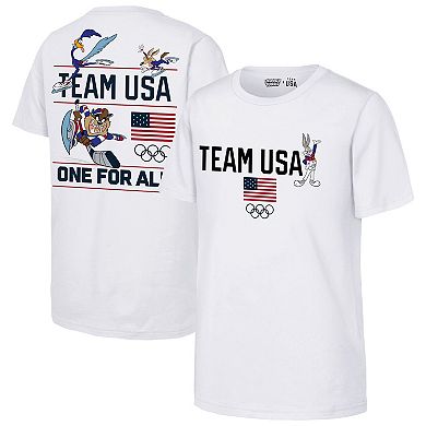 Youth Outerstuff White Team USA x Looney Tunes Skate Rush T-Shirt