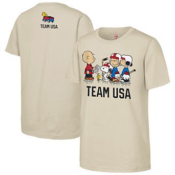 Youth Outerstuff Cream Team USA x Peanuts Team Hustle T-Shirt