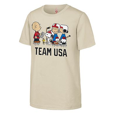 Youth Outerstuff Cream Team USA x Peanuts Team Hustle T-Shirt