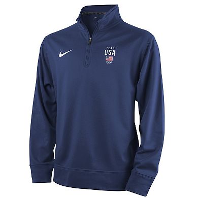 Youth Nike Navy Team USA Therma-FIT Quarter-Zip Pullover