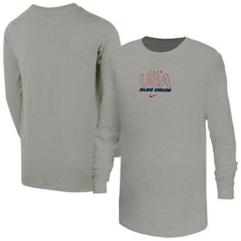 Youth Nike Heather Gray Team USA Milano Cortina 2026 Winter Olympics Long Sleeve T-Shirt