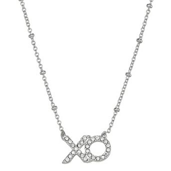 You're Invited Silver-Tone Simulated Gemstone XO Pendant Necklace