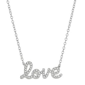 You're Invited Silver-Tone Simulated Gemstone Love Pendant Necklace