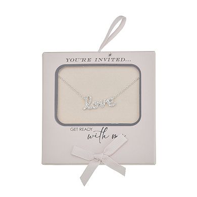 You're Invited Silver-Tone Simulated Gemstone Love Pendant Necklace