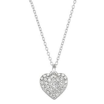 You're Invited Silver-Tone Simulated Crystal Heart Pendant Necklace
