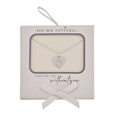 You're Invited Silver-Tone Simulated Crystal Heart Pendant Necklace