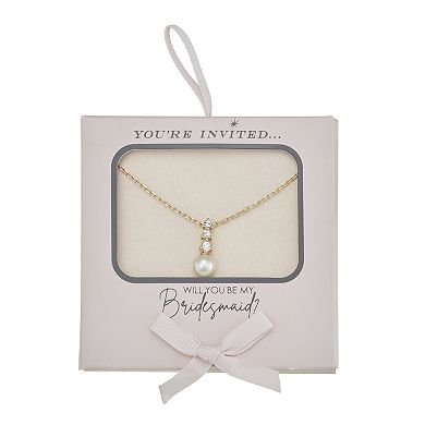 You're Invited Gold-Tone Simulated Pearl & Gemstone Drop Pendant Necklace