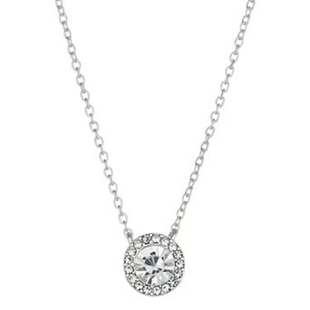 You're Invited Silver-Tone Simulated Gemstone Round Pendant Necklace