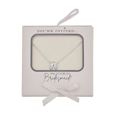 You're Invited Silver-Tone Simulated Gemstone Round Pendant Necklace