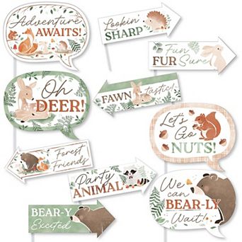 Big Dot of Happiness Funny Woodland Animals Photo Booth Props Kit - 10 ct Selfie Prop Sticks