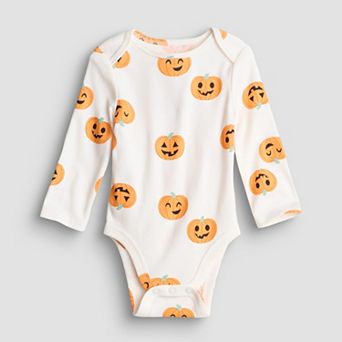 Baby Jumping Beans® Pumpkin Long Sleeve Lapped Shoulder Bodysuit