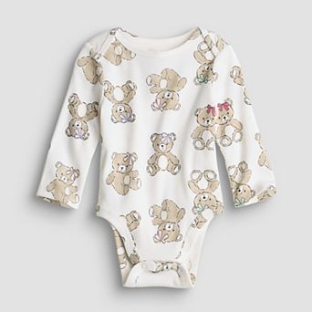 Baby Girl Jumping Beans® Cute Long Sleeve Lapped Shoulder Bodysuit