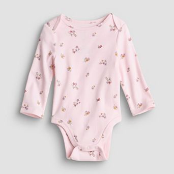 Baby Girl Jumping Beans® Cute Long Sleeve Lapped Shoulder Bodysuit