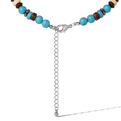 JS Jessica Simpson Beaded Layered Necklace in Turquoise and Amber Hues