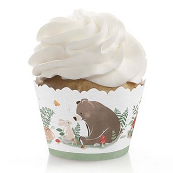 Big Dot of Happiness Woodland Animals Cupcake Wrappers Adjustable Fit, Woodland-Themed Wraps - 12 ct