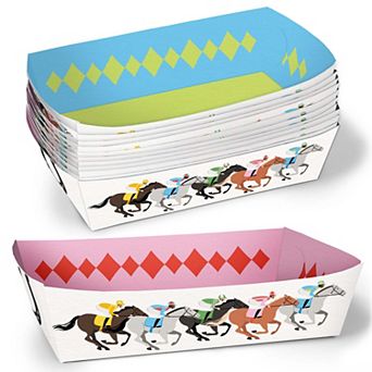Big Dot of Happiness Derby Horse Race Food Trays, Double-Sided Paper Meal Holders - 12 ct