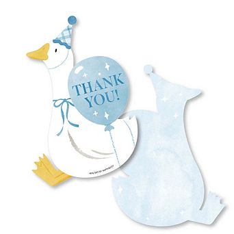 Big Dot of Happiness One Silly Goose Blue Thank You Cards with Envelopes, Thank You Note - 12 ct