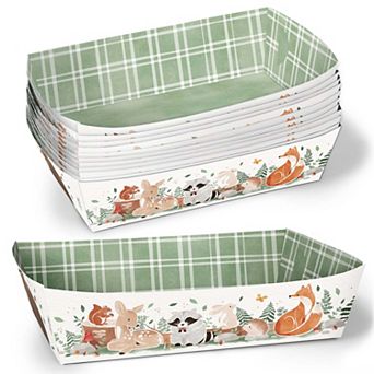 Big Dot of Happiness Woodland Animals Paper Food Trays, Disposable Paper Meal Holders - 12 ct