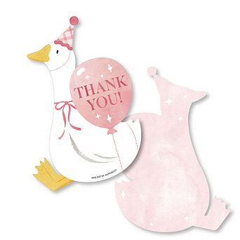 Big Dot of Happiness One Silly Goose Pink Thank You Cards with Envelopes, Thank You Note - 12 ct