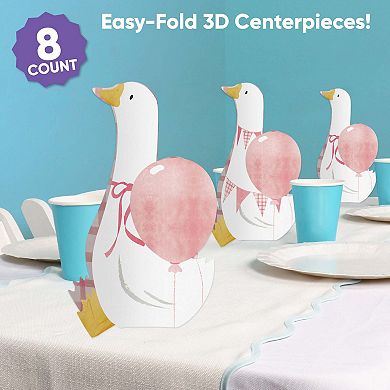 Big Dot of Happiness 3D One Silly Goose Pink Centerpiece Table Decorations - 8 Count