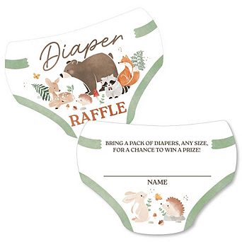 Big Dot of Happiness Woodland Animals Diaper Raffle Game Cards, Forest-Themed Activities - 24 Count